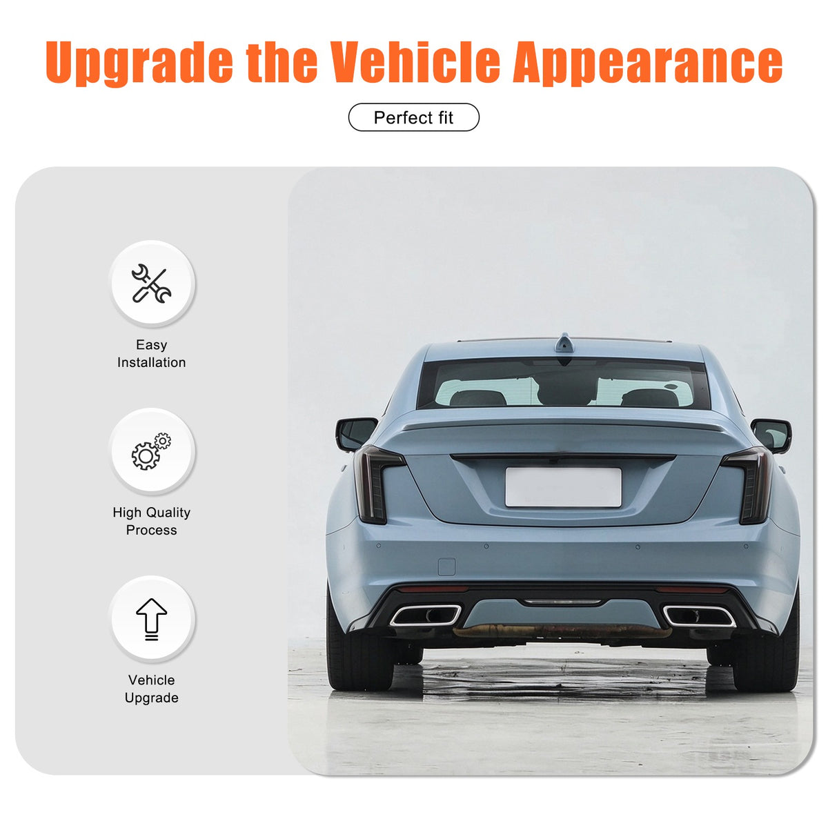 Smoke Black ABS Tail Light Lens Cover Overlay For Cadillac CT5 2020-2026 9
