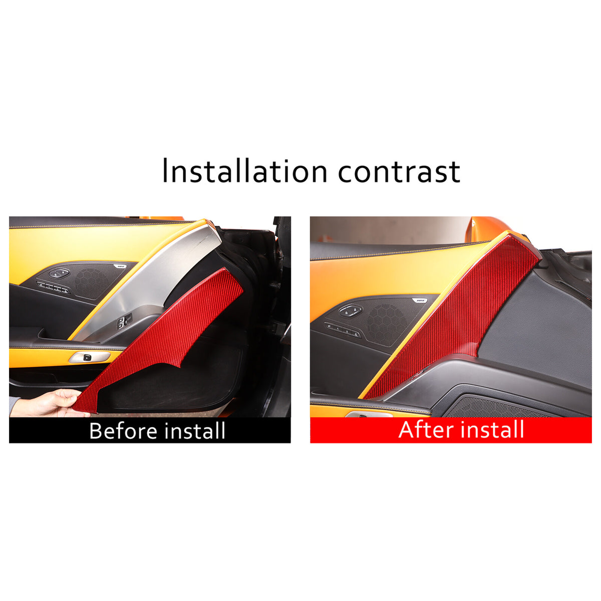 Red Real Carbon Fiber Interior Center Full Trim Set Kit For Corvette C7 2014-19 - Variants 6-10 32