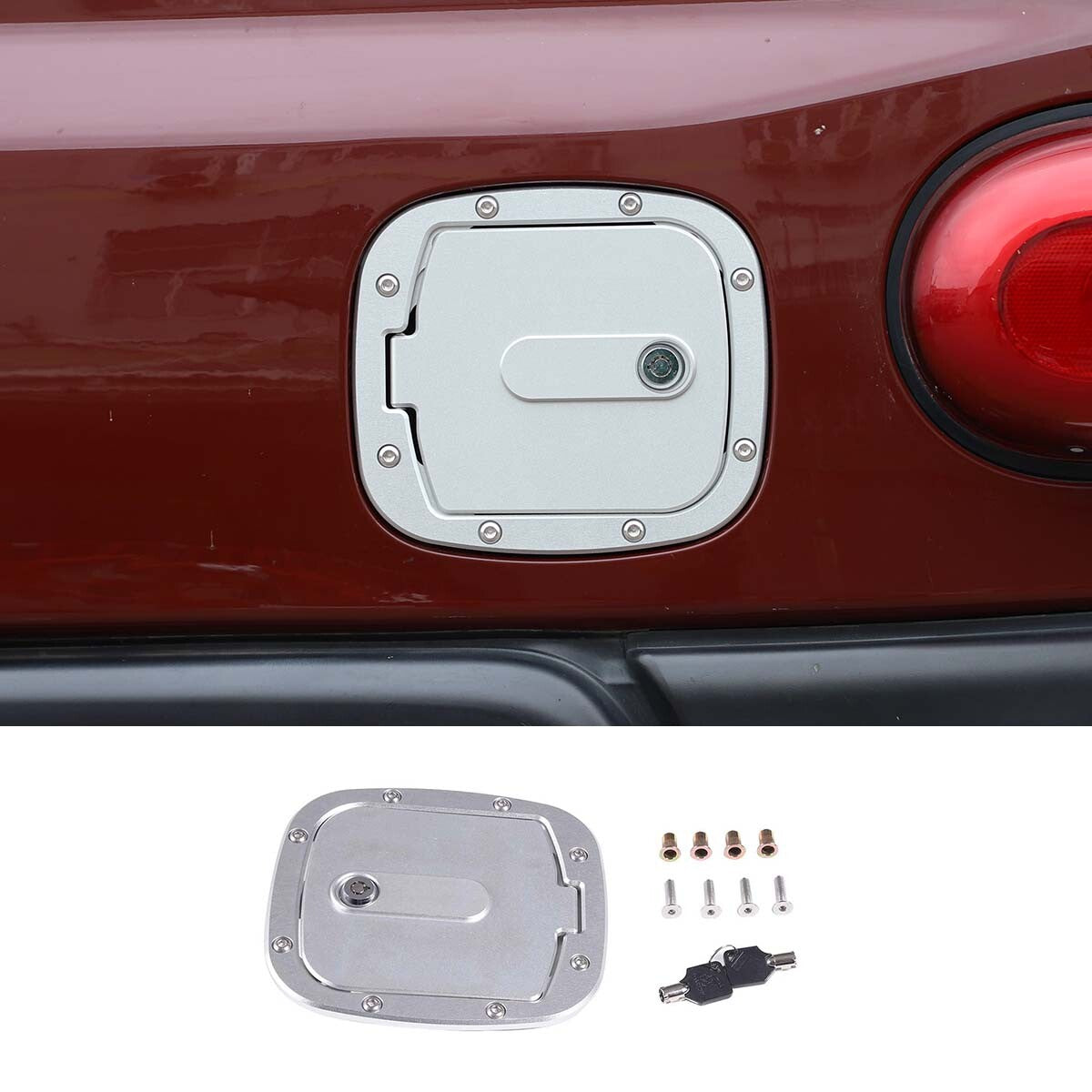Sliver Fuel Tank Cover Gas Replacement Cover Trim For Toyota FJ Cruiser 2007-21 4