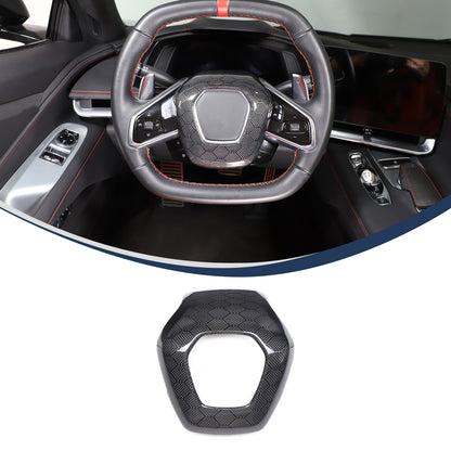 Real Honeycomb Carbon Fiber Steering Wheel Center Surround Cover For C8 Corvette 20