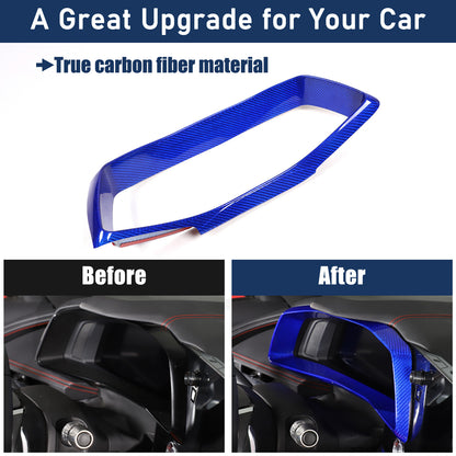 Blue Real Carbon Fiber Speedometer Instrument Trim For C8 Corvette 20-25 5