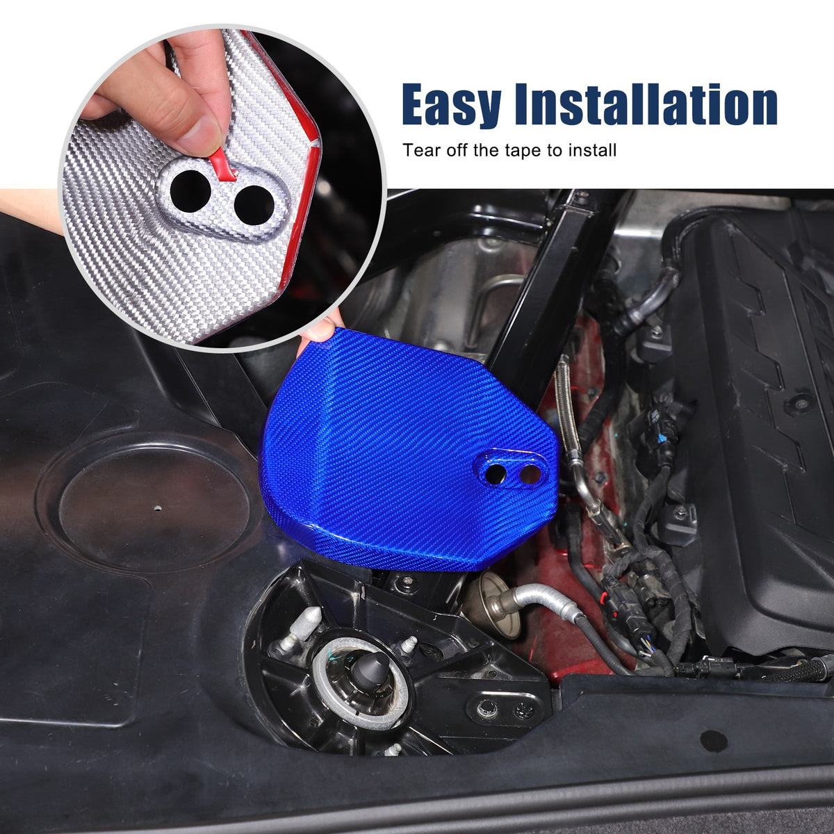 Blue Real Carbon Fiber Rear Strut Shock Tower Cover Mag Ride For Corvette C8 20+ 20