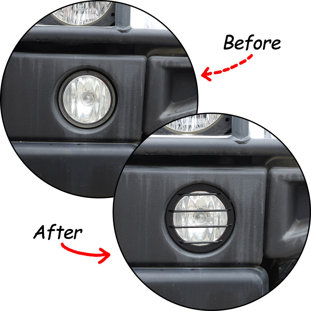 2pcs Carbon steel Front Fog Light Lamp Silver Cover Trim For Hummer H2 2003-2009 3