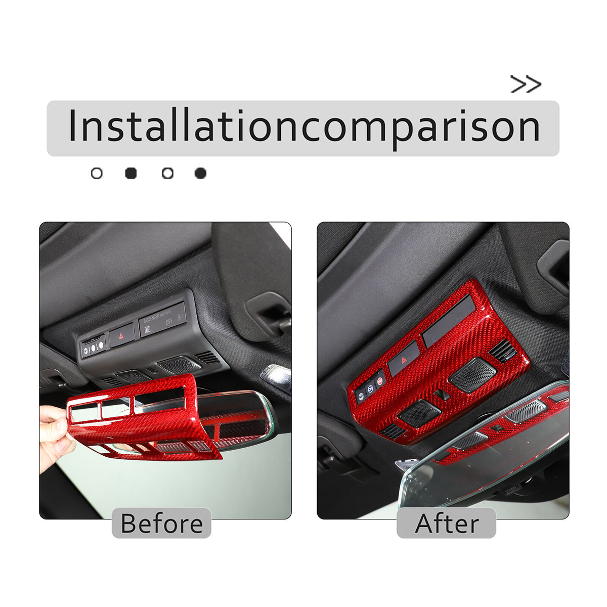 Red Real Dry Carbon Fiber Reading Light Trim Frame Cover For Corvette C8 2020-26 14
