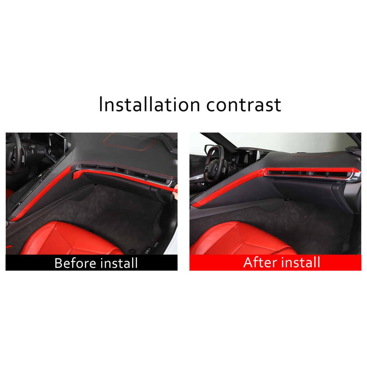Red Full Interior Set Dash Panel Decor Cover Trim Kit For Corvette C8 2020-25 - Variants 11-15 16