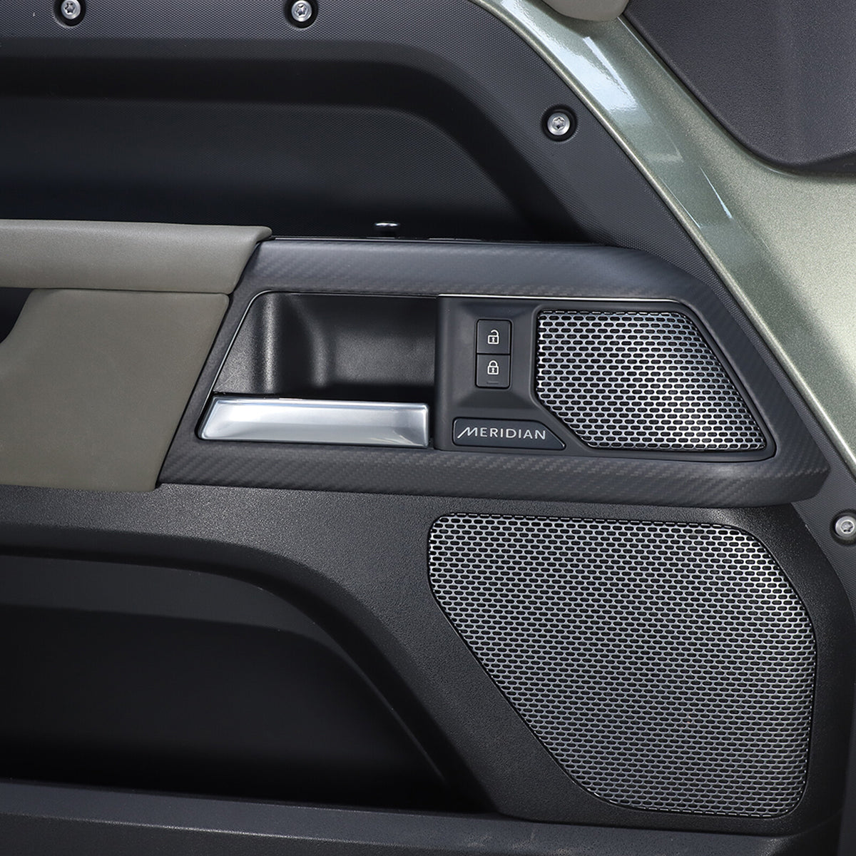 Matte Real Carbon Fiber Interior Door Handle Cover Trim For LR Defender 110 20+ 15