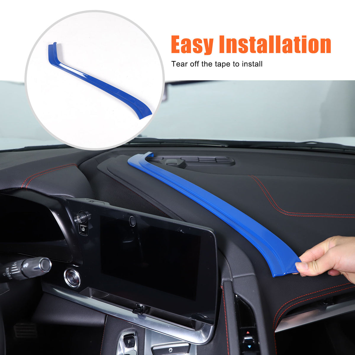 ABS Blue Interior Navigation Screen Rear Trim Cover For Corvette C8 2020-2025 16