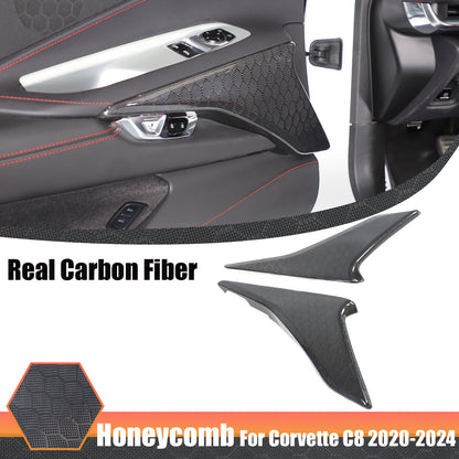 Real Honeycomb Carbon Fiber Interior Door Panel Cover Trim For Corvette C8 20-26 1