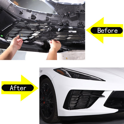Front Grill Guard Side Vent Intake Mesh Grille Insert For Corvette C8 2020-26 18