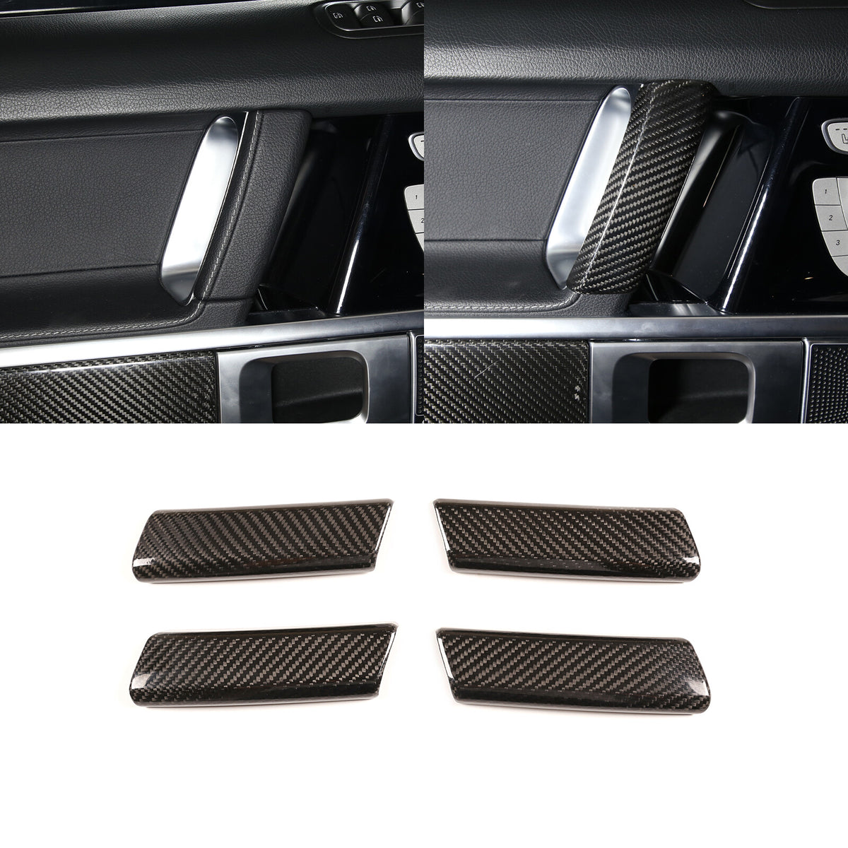 Carbon Fiber Inner Door Armrest Handle Trim Cover For Benz G W463 G63 19-20 1