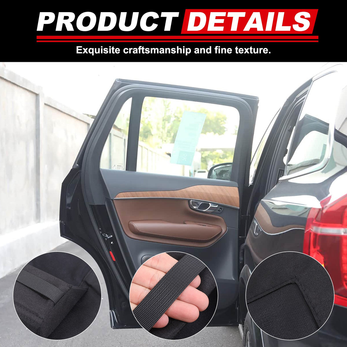 Black ABS Rear Window Visor Sun Shade Cover For Volvo XC90 2015-2024 14