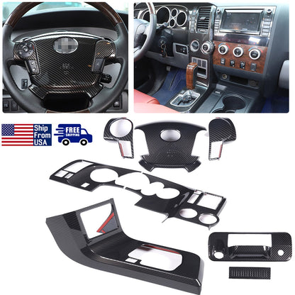 Carbon Fiber ABS Center Console Cover Trim Set For Toyota Tundra 07-13 US 1