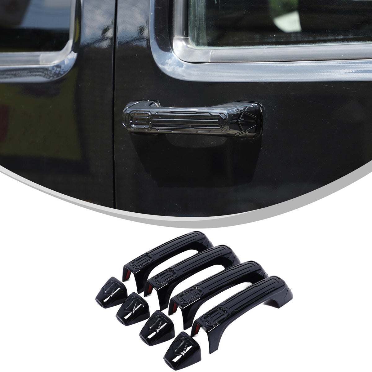 Mecha Glossy Piano Black Exterior Door Handle Cover for Hummer H3 2005-09 2