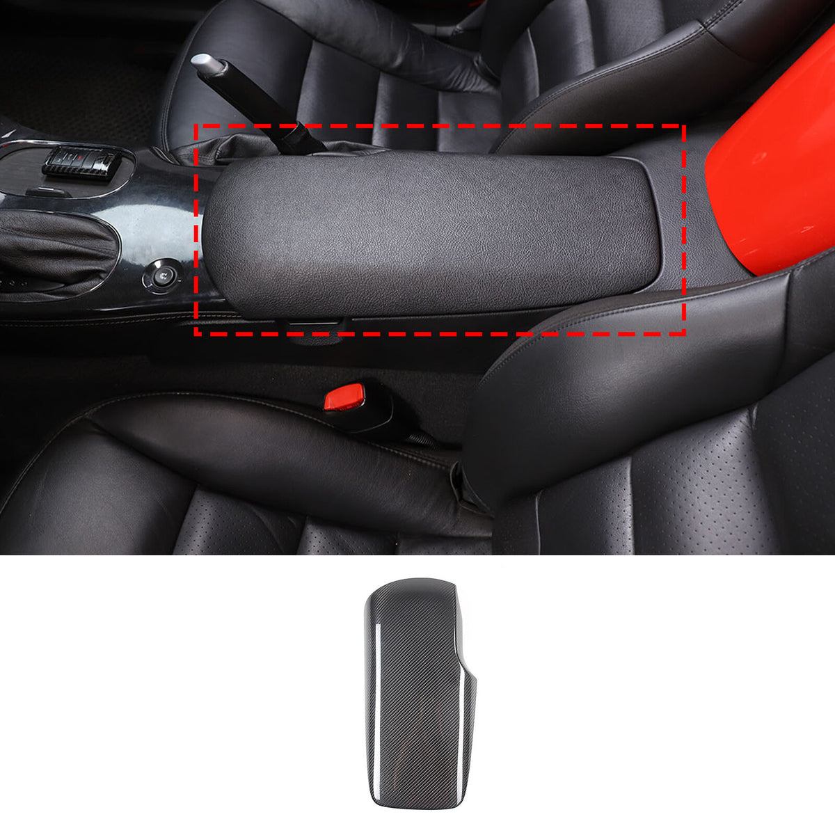 Real Carbon Fiber Center Console Armrest Box Cover For Corvette C6 2005-2013 4