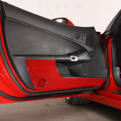 For Corvette C6 05-13 Door Bottom Anti-Kick Anti-Scratch Trim Carbon Fiber Red 8