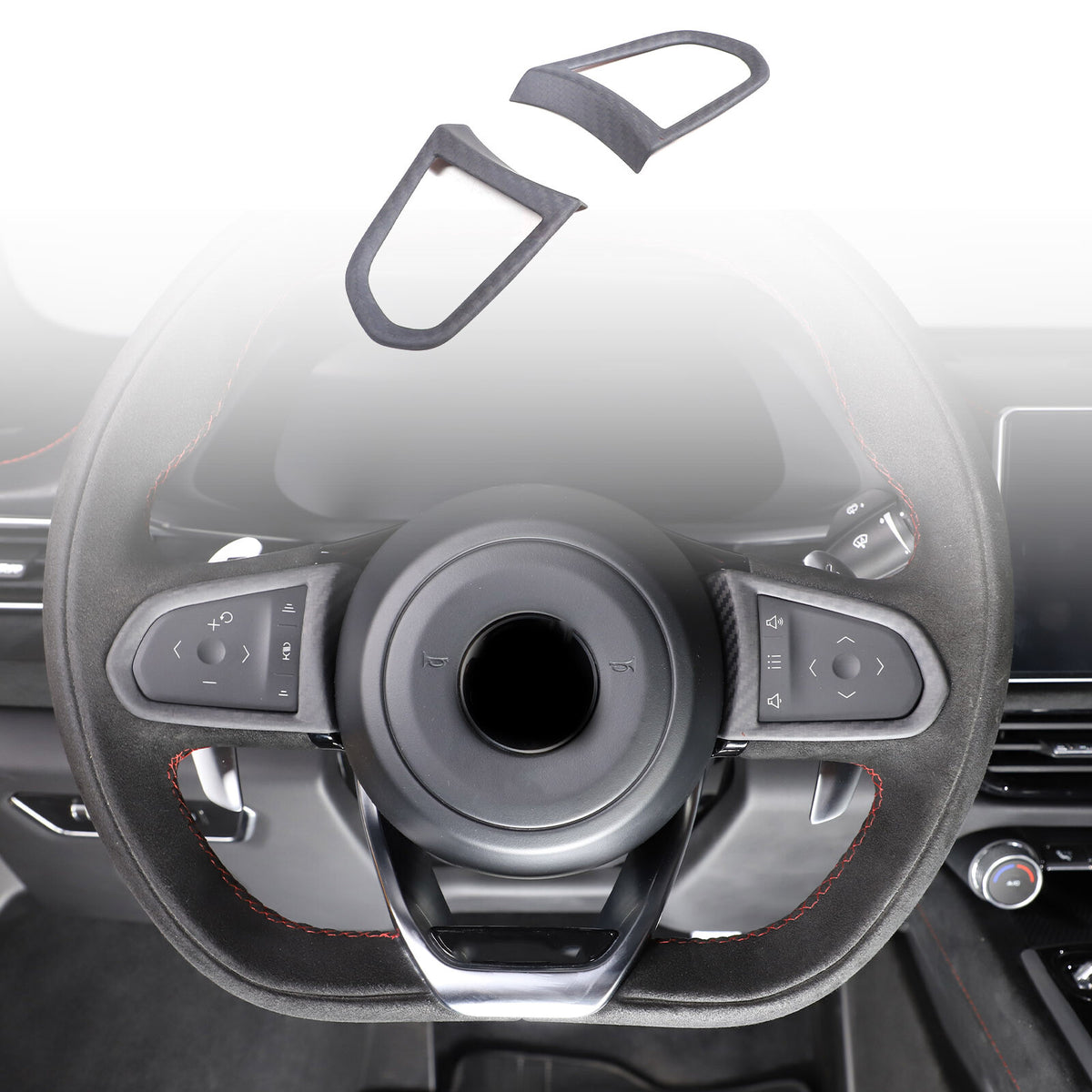 Matte Real Carbon Fiber Steering Wheel Button Cover Trim For Lotus EMIRA 21-25 2