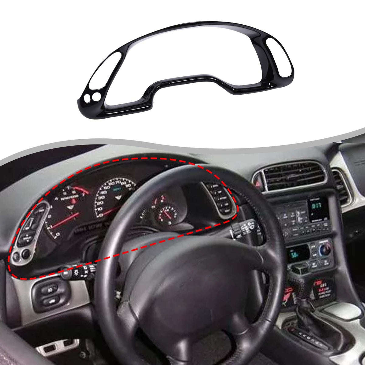 ABS Piano Black Interior Dashboard Frame Trim Cover For Corvette C5 1998-2004 2