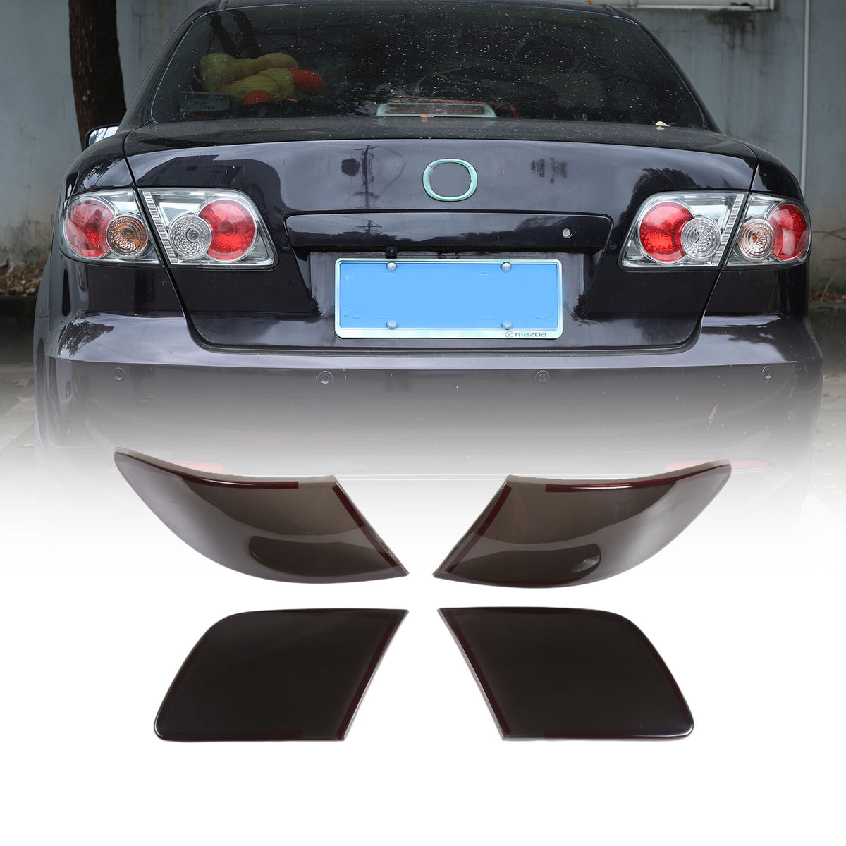 Smoked Black Tail Light Lamp Guard Cover Trim Bezels for Mazda 6 GG 2004~2008 5