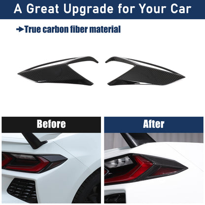 Real Carbon Fiber Rear Taillight Side Trim Cover for Corvette C8 2020+ US 24