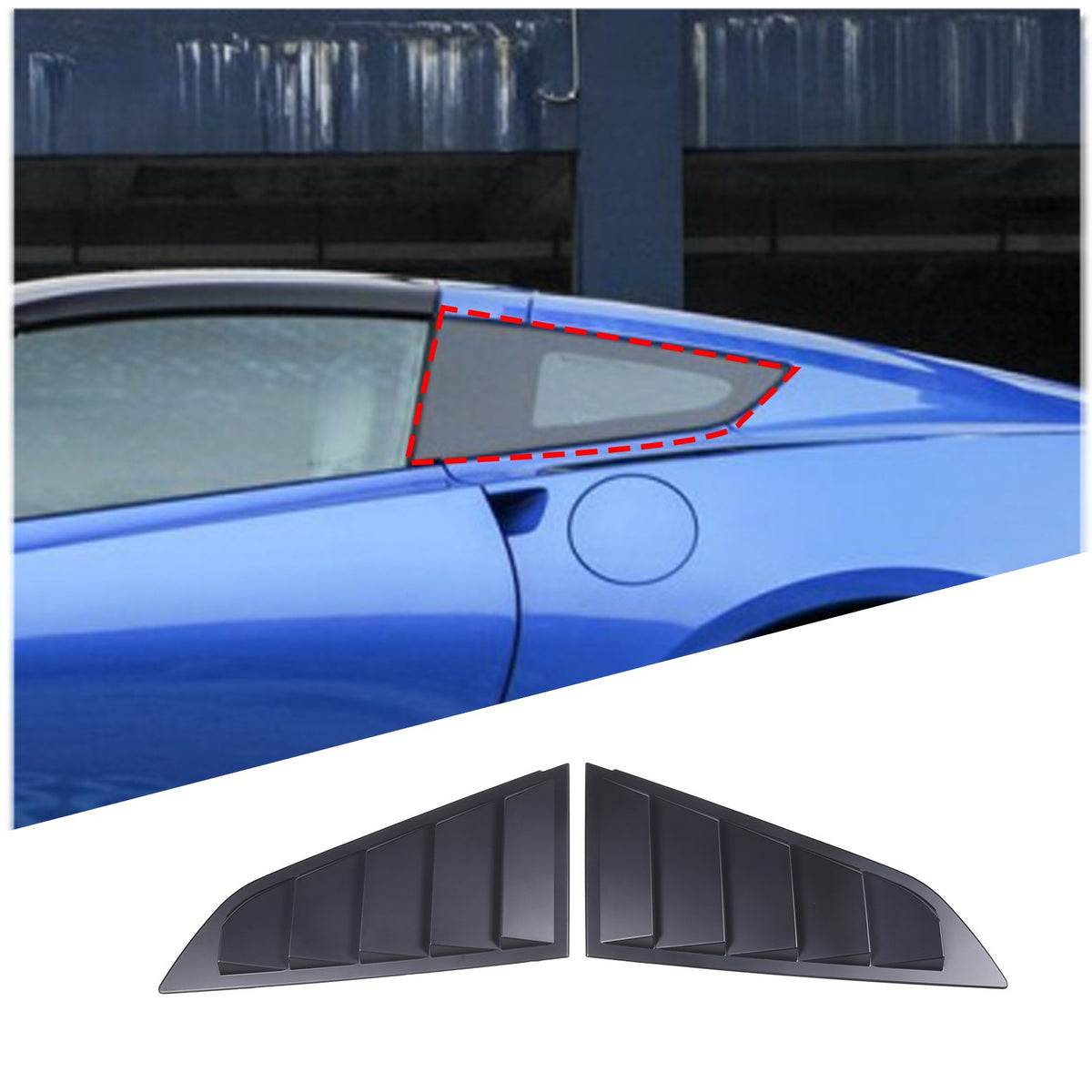 ABS Matte Black Rear Side Window Louver Shutter Trim For Corvette C7 2014-2019 11
