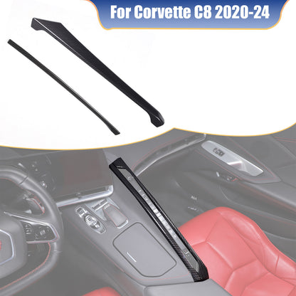 ABS Carbon Fiber Center A/C Button Left Side Strip Trim Cover For Corvette C8 1