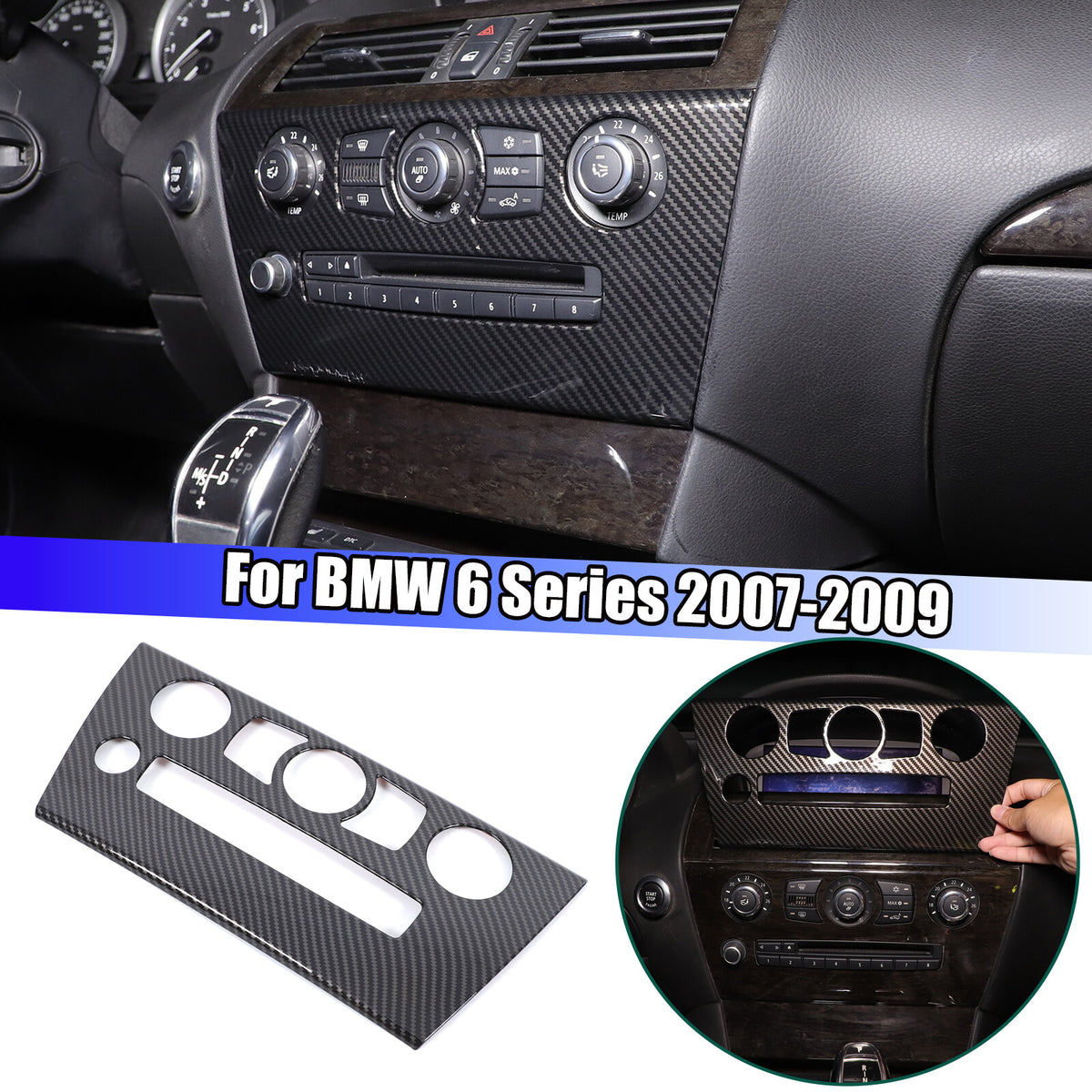 ABS Carbon Center Air Conditioning Cover Trim For BMW 6 Series E63 E64 2004-2009 1
