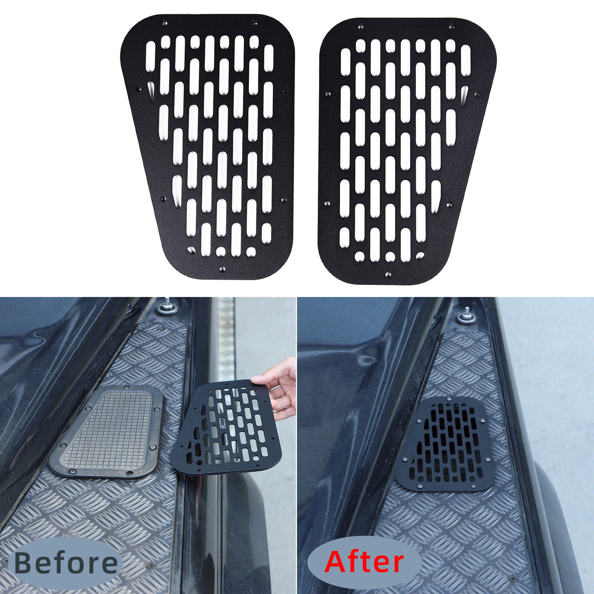 Black Alloy Front Hood Air Vent Cover Trim For Land Rover Defender 04-18 US 12