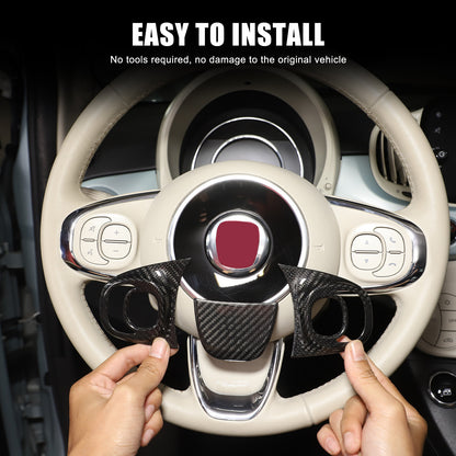 Real Carbon Fiber Steering Wheel Button Trim For Fiat 500 Abarth 595 695 2021-23 16