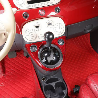 Red Real Carbon Fiber Center Gear Shift Panel Trim For Fiat 500 Abarth 595 10-22 3