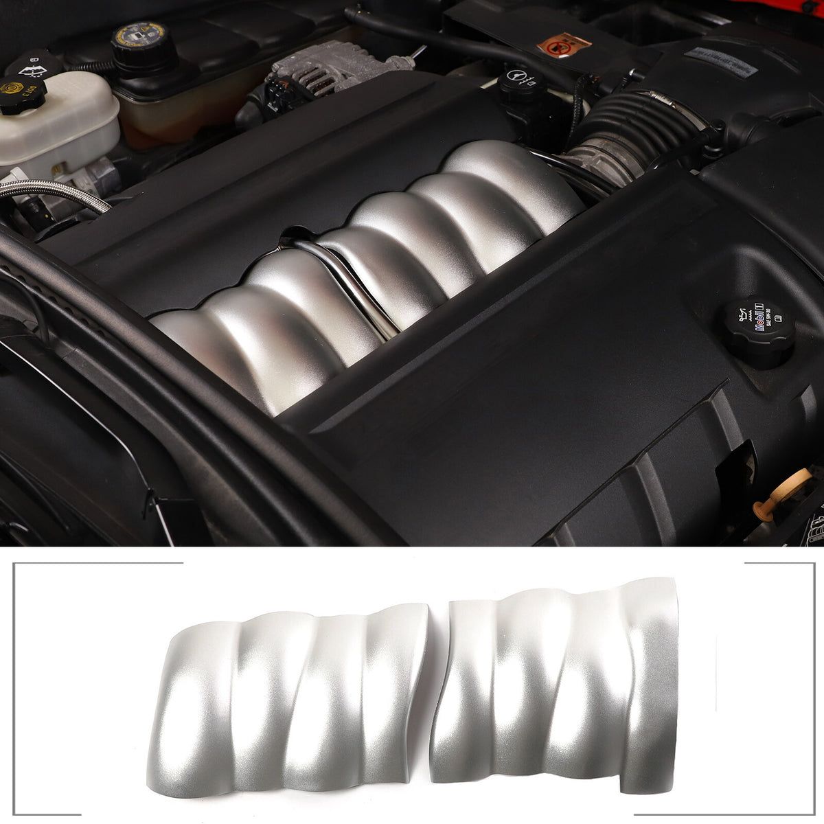 Silver Alloy Engine Cabin Switch & Intake Manifold Cover Set Kit For Corvette C6 5