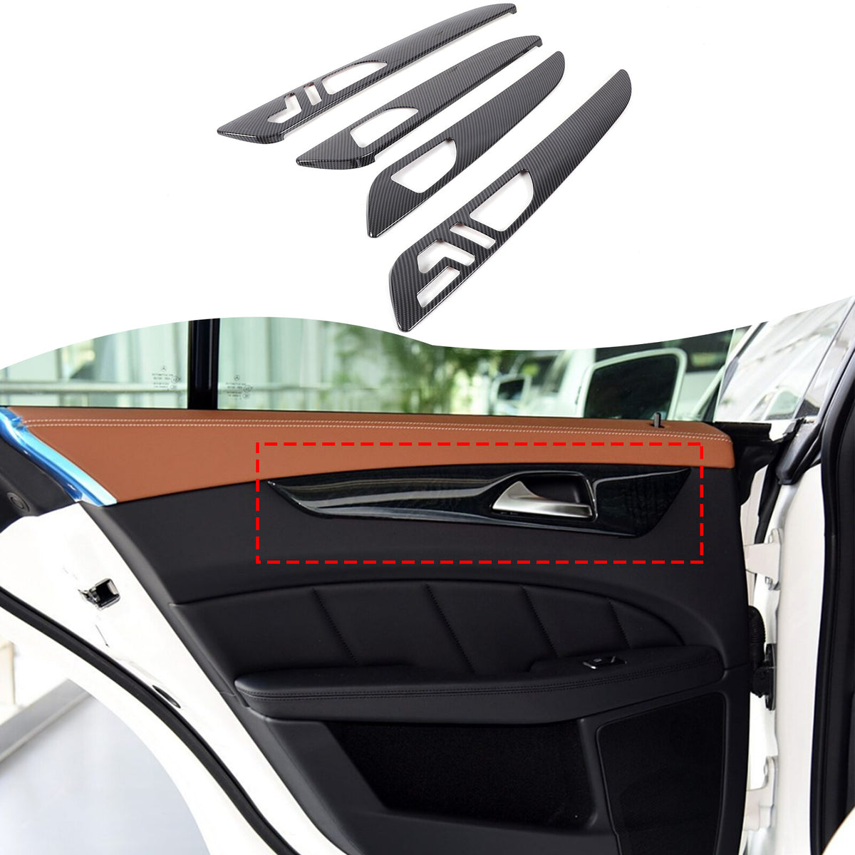 ABS Carbon Fiber Interior door Panel Trim For Benz GLE GLS ML GL W166 2013-19 3