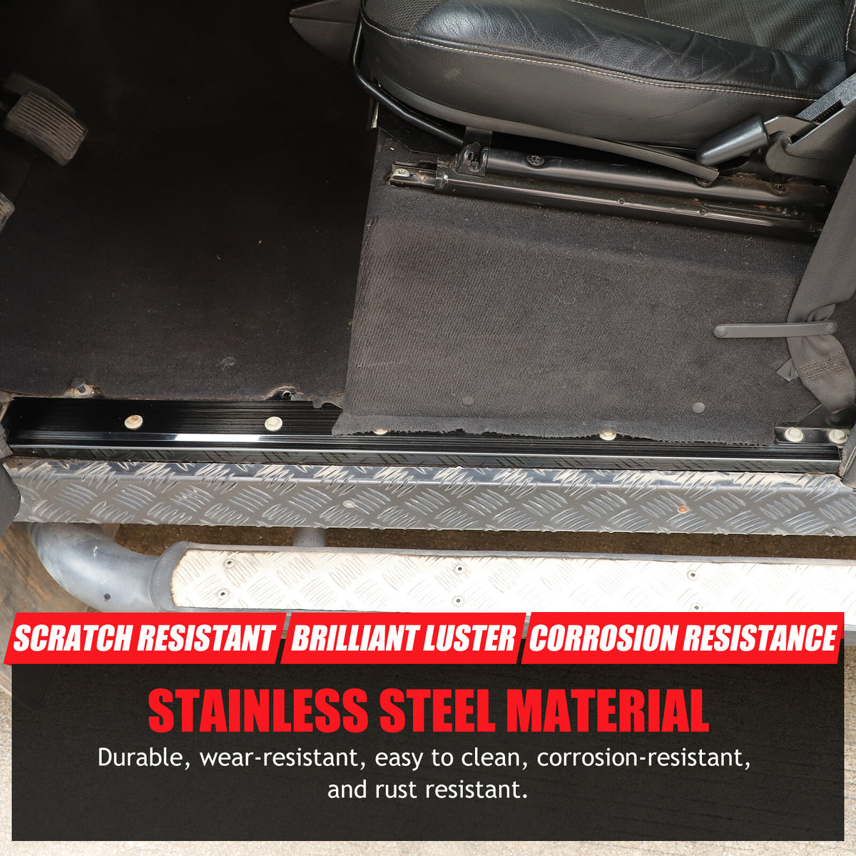 Steel Interior Door Sill Trim Guard Plate Trim For LR Defender L316 2004-2018 17
