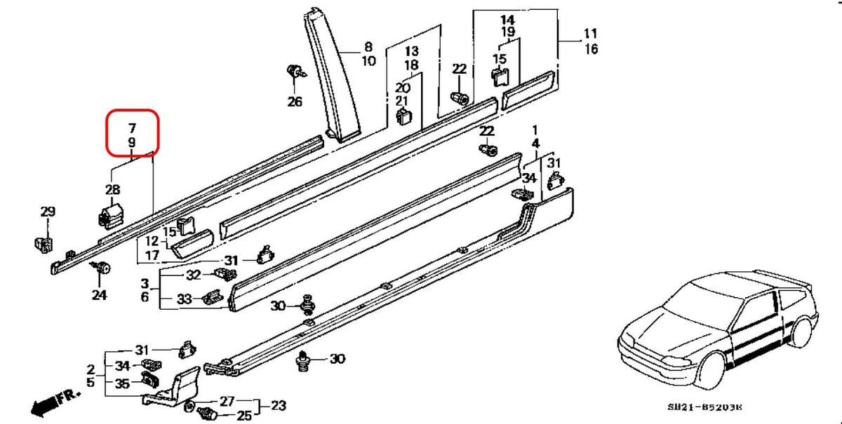 HONDA CRX EF8 EF9 SIR Genuine Front Door Window Molding Right & Left Set OEM 3
