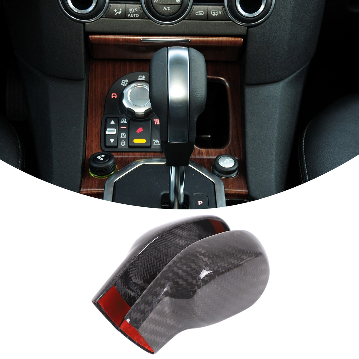 Real Carbon Fiber Gear Shift Knob Trim Cover For LR Discovery 3 4 L319 2004-2012 11