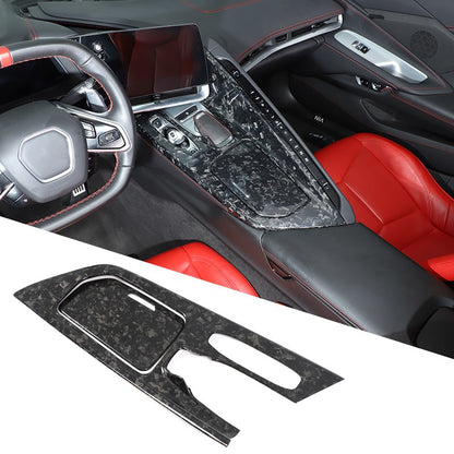 Forged Real Carbon Fiber Center Gear Shift Panel Trim For Corvette C8 2020+ 23
