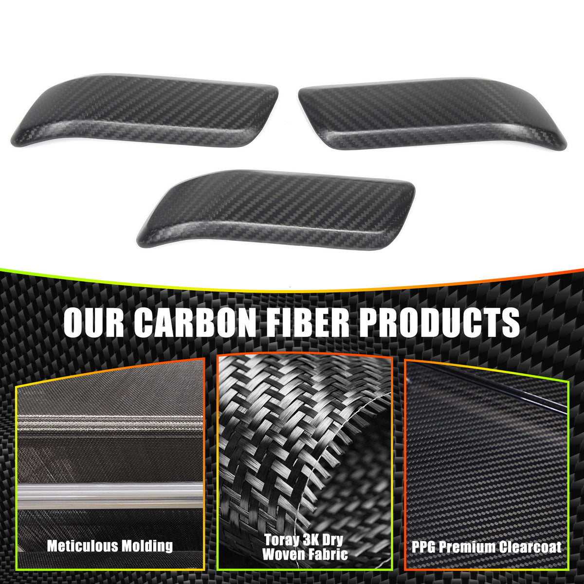 Matte Real Carbon Interior Door Handle Cover Trim For LR Defender 110 2020-23 14