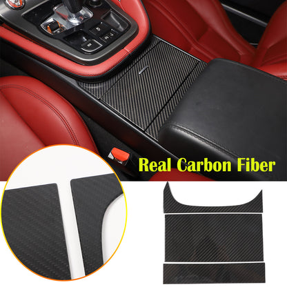 Real Carbon Fiber Interior Center Console Panel Trim For Jaguar F-TYPE 2013-24 1