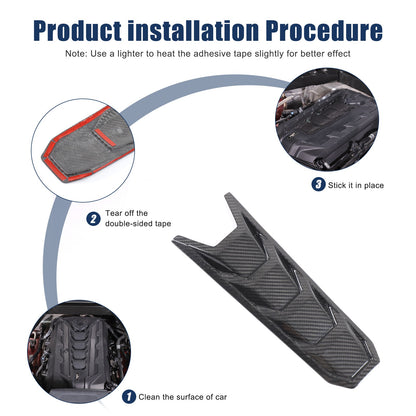 Real Carbon Fiber Engine Hood Center U-Shaped Cover Trim For Corvette C8 2020+ 3