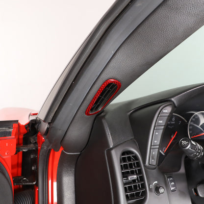 Red Carbon Fiber Interior A-pillar Speaker Frame Trim For Corvette C6 2005-2013 18