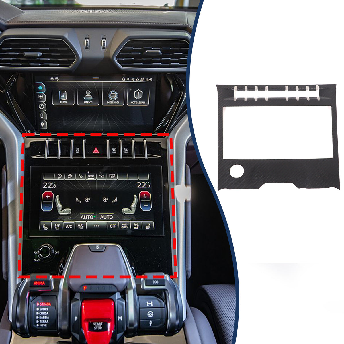 Matte Real Carbon Fiber Center Air Conditioning Trim for Lamborghini Urus 18-23 2