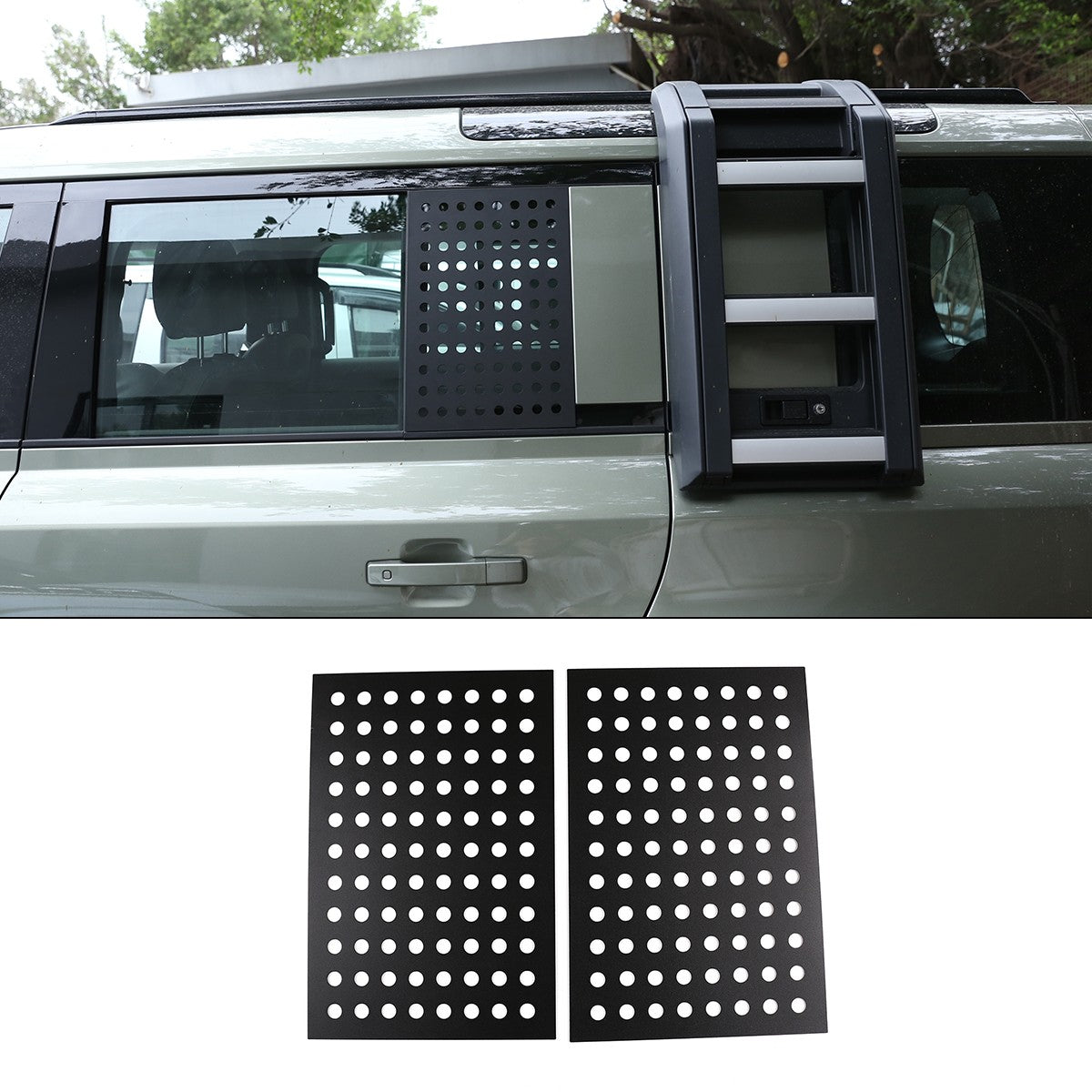 Black Aluminum Side Window Panel Trim For LR Defender L663 110 2020-2023 US 1