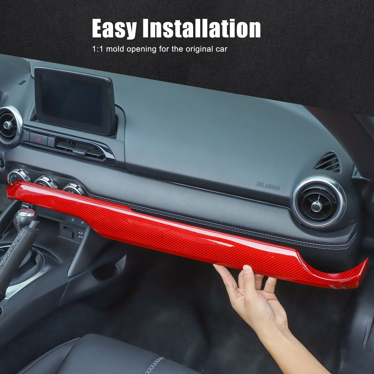 Red Real Carbon Fiber Dashboard Center Trim For Mazda MX-5 Miata 2016+ 11