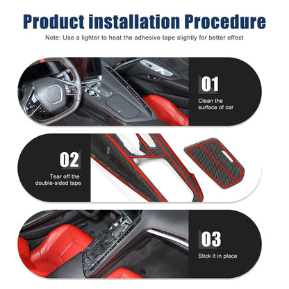 Forged Real Carbon Fiber Center Gear Shift Panel Trim For Corvette C8 2020+ 5