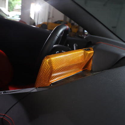 Yellow Carbon Fiber Center Console Screen Back Frame Trim For Corvette C8 20-25 1
