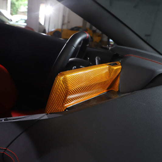 Yellow Carbon Fiber Center Console Screen Back Frame Trim For Corvette C8 20-25 1