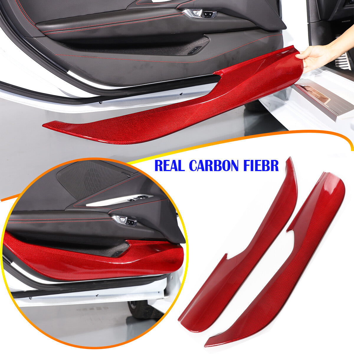 Red Real Carbon Fiber Full Interior Set Decor Trim Kit for Corvette C8 20-25 231