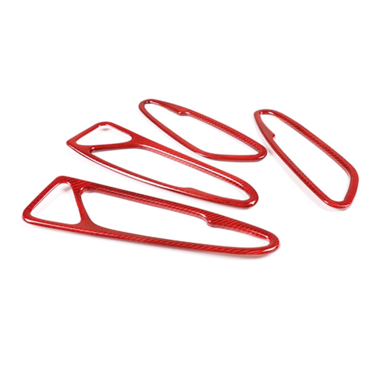 Red Real Carbon Fiber Inner Door Handle Trim For Alfa Romeo Stelvio 949 2017-20 3