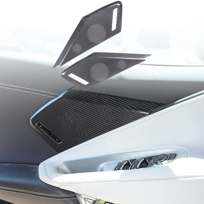 Real Carbon Door Speaker Cover Trim For Corvette C8 Z51 Z06 Coupe 2LT 3LT 20+ US 21