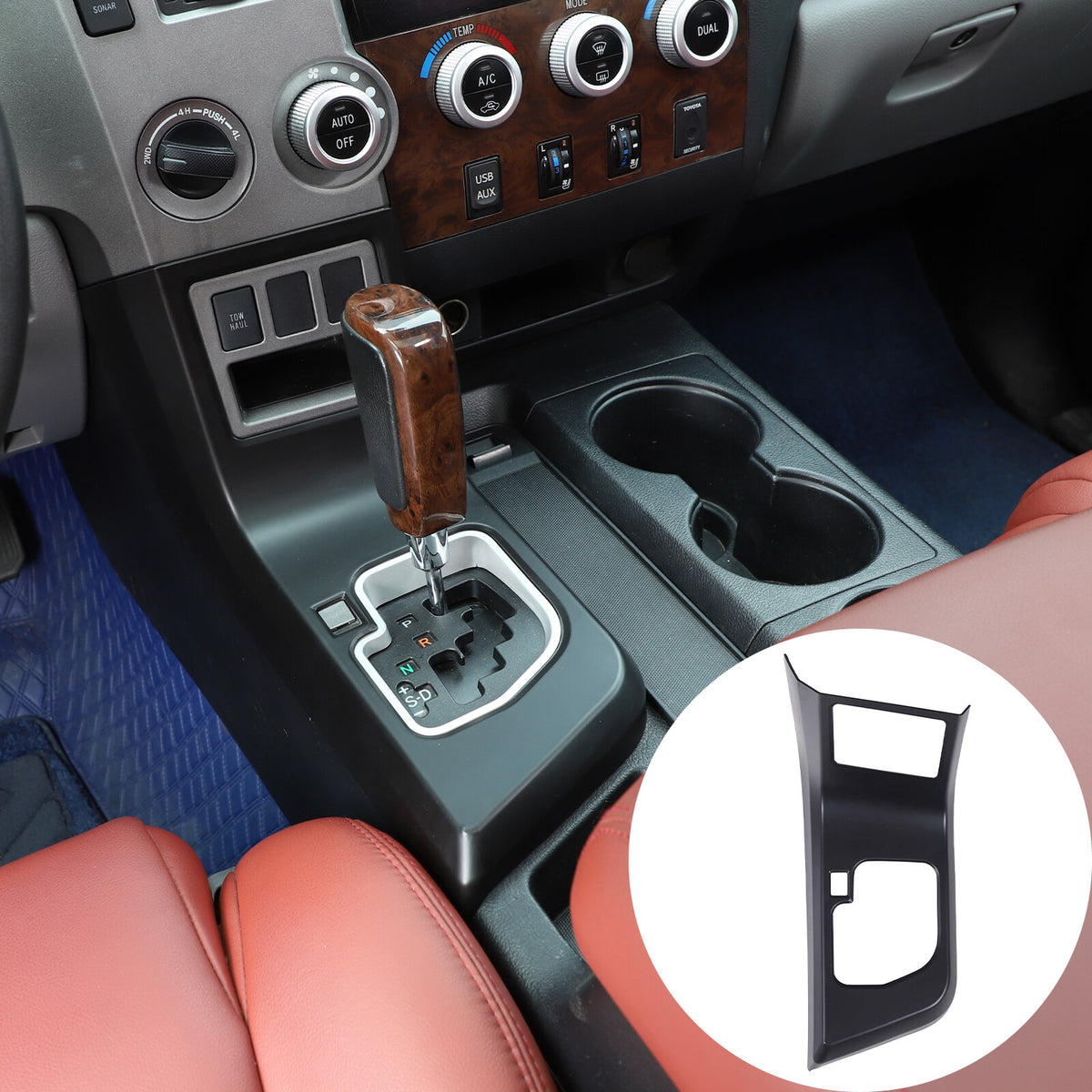 Matte Black Center Console Gear Shift Panel Cover Trim For Toyota Tundra 2007-13 6