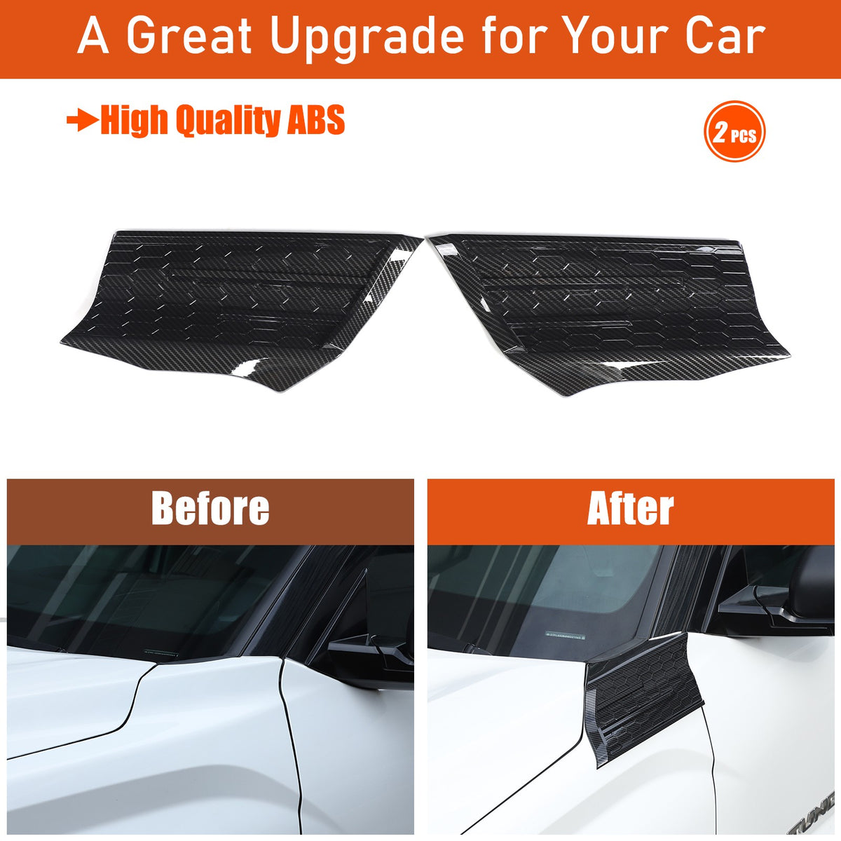 Carbon Fiber Style Fender Upper Decor Cover Trim For Toyota Tundra 2022+ 24